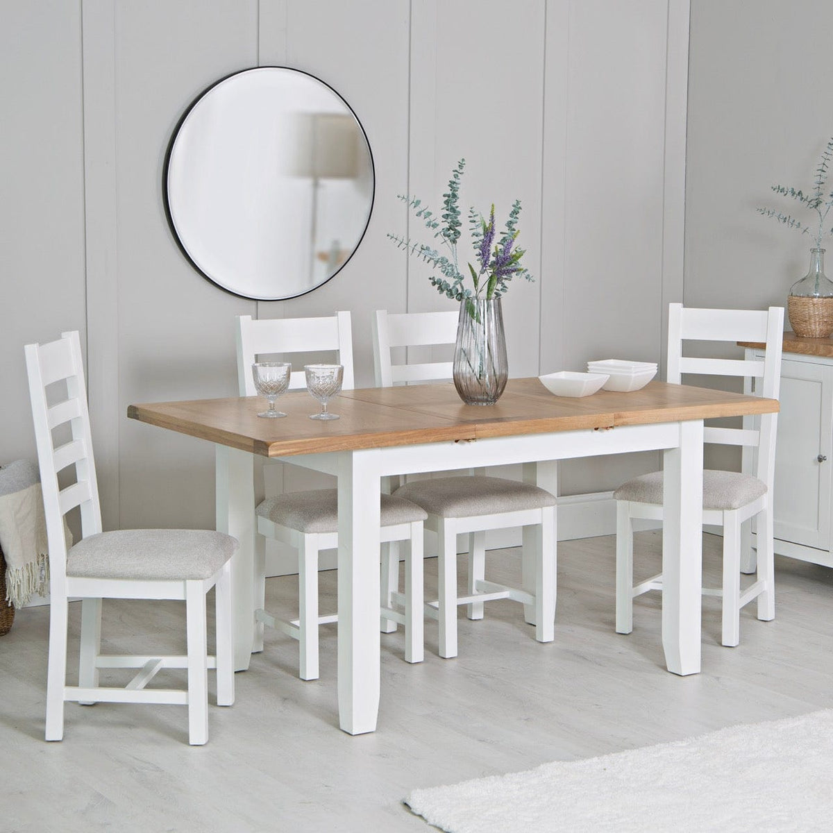 Eaton White Painted Oak 1.2m Butterfly Extending Dining Table ...