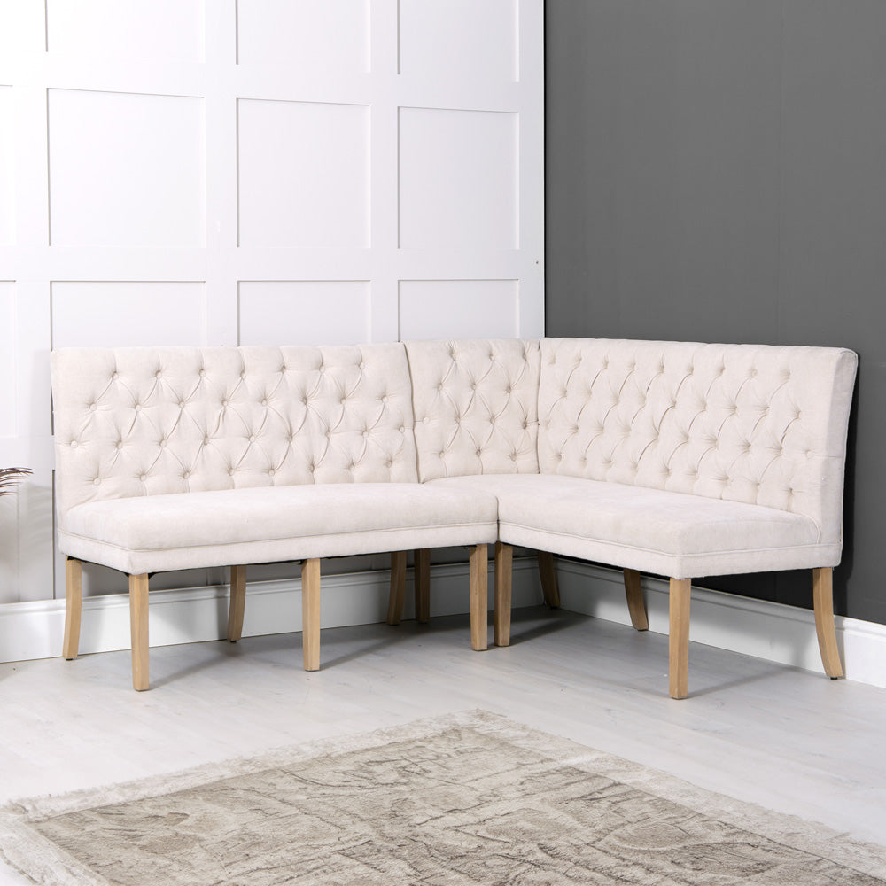 Carrington Natural 150cm Right Hand Button Back Dining Bench