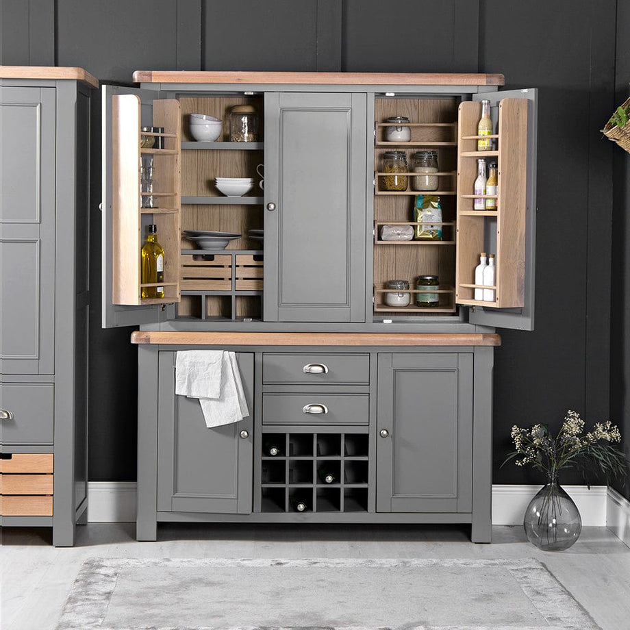 Dorset Storm Grey Painted Oak Large Larder Top for Large Sideboard Win Chiltern Oak Furniture