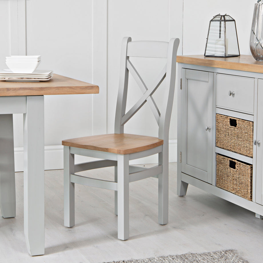 Chiltern oak and top grey dining chairs