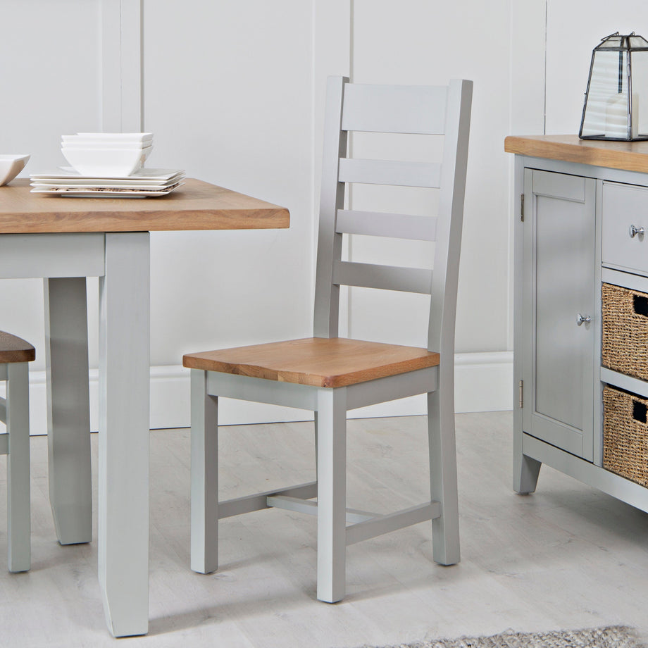 Chiltern oak and top grey dining chairs