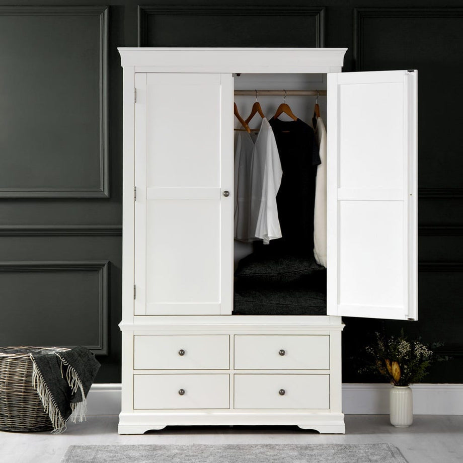 Florence White Painted 2 Door Wardrobe with Drawers Chiltern Oak Furniture
